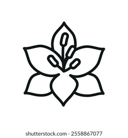 Lily flower icon features a clean and versatile style, perfect for representing beauty and sophistication in both print and digital media