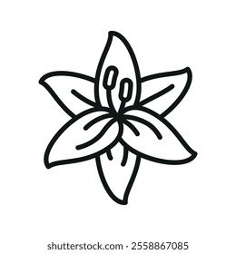 Lily flower icon features a clean and versatile style, perfect for representing beauty and sophistication in both print and digital media