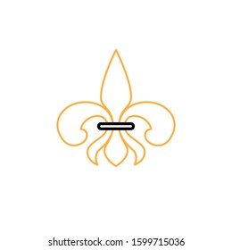 Lily flower icon. Line and two colour design template