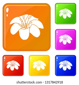 Lily flower icons set collection vector 6 color isolated on white background