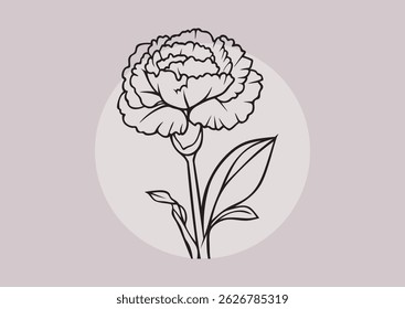 Lily Flower Line Art Black and White Coloring Page Illustration