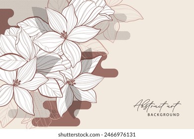 Vector de fondo de marco de patrón de arte de línea de flor de lirio. Ilustración de diseño para decoración, decoración de la pared, Fondo de pantalla, cubierta, Anuncio, cartel, tarjeta.