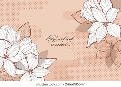 lily flower line art pattern frame background vector. Natural botanical elegant flower with gold line art. Design illustration for decoration, wall decor, wallpaper, cover, banner, poster, card.