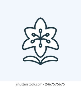 Lily flower line design. Flat symbol for floral store, flower delivery, cosmetic brands, spa salons, beauty business. Web and mobile pictogram with editable stroke. Isolated vector illustration