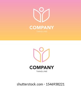 Lily Flower Line Gradient Logo