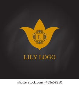 Lily flower logo icon. Vector illustration.
