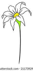 Lily flower on stem cartoon isolated illustration