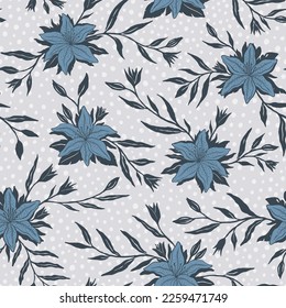 Lily flower seamless pattern. Vector illustration floral design background. 