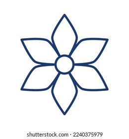 Lily flower in the shape of the Jewish star of David in line style vector illustration with editable stroke