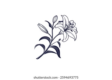 Lily flower silhouette clip art vector illustration