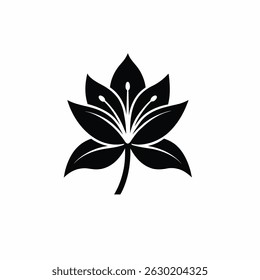 Lily Flower Silhouette Icon – Black Vector on White Background
