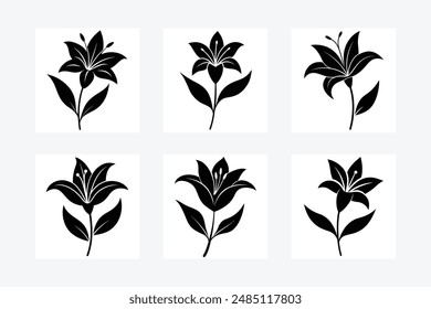 Lily flower silhouette vector illustration