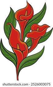 lily flower vector design for ornament or element, editable color