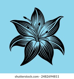 Lily flower vector illustration BW for lily vector icon