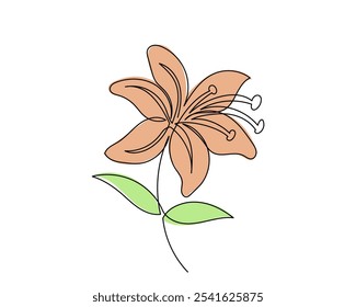 Vetor de flor de lírio, um desenho de uma flor de lírio. Flor lírio da arte da linha isolada no fundo branco. esboço desenhado à mão Designs para convites, casamentos, papel de parede, modelos de impressão, e vetor.