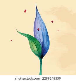 Lily Flower Watercolor Vector Art, Realstic Looking Leaf, Floral Wall Decoration