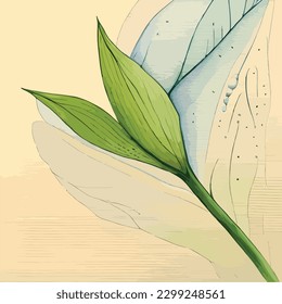 Lily Flower Watercolor Vector Art, Realstic Looking Leaf, Floral Wall Decoration