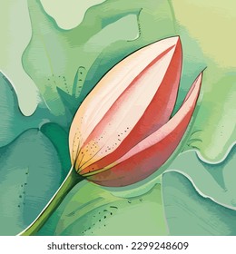 Lily Flower Watercolor Vector Art, Realstic Looking Leaf, Floral Wall Decoration