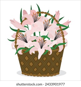 Lily flowers in the basket