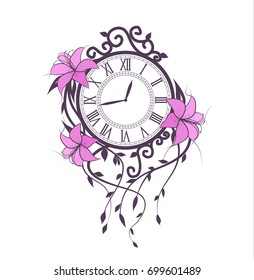 Lily flowers and clock
