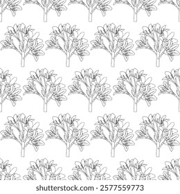 Lily flowers in doodle style. Seamless pattern. Vector illustration.