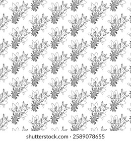 Lily flowers in doodle style. Seamless pattern. Vector illustration.