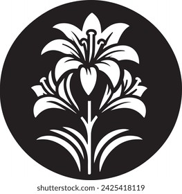 A Lily Flowers Icon Silhouette Vector illustration