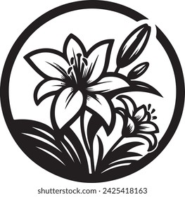 A Lily Flowers Icon Silhouette Vector illustration