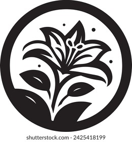 A Lily Flowers Icon Silhouette Vector illustration