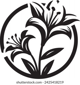 A Lily Flowers Icon Silhouette Vector illustration