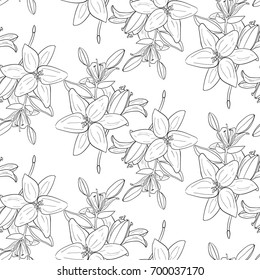 Lily flowers monochrome pattern