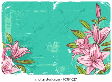 Lily flowers on a grunge background