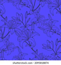 Lily flowers seamless pattern. Vector stock illustration eps10. 