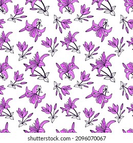 Lily flowers seamless pattern. Vector stock illustration eps10. 