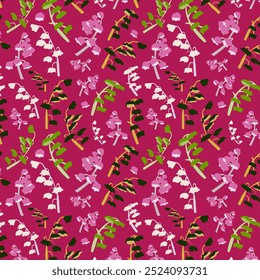 Lily flowers seamless vector pattern