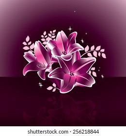 Lily Flowers. Vector Illustration.
