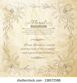 Lily frame for invitations or announcements. Vector illustration.