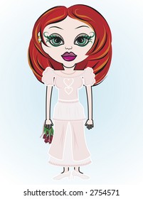 Lily is a fun character illustration of a red haired Bride.