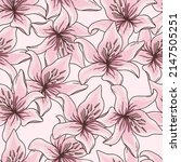 Lily Hand Drawn Seamless Pattern Background