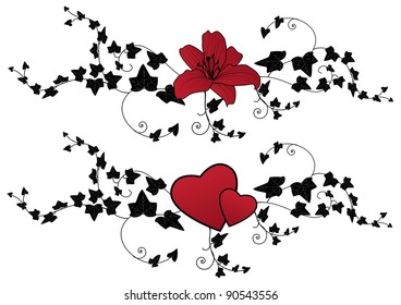 lily, hearts and ivy, set of valentine floral banners