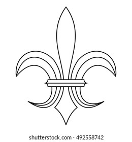 Lily heraldic emblem icon in outline style on a white background vector illustration