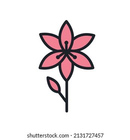 Lily icon. Garden flowers isolated vector icons