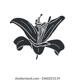 Lily Icon Silhouette Illustration. Flowers Vector Graphic Pictogram Symbol Clip Art. Doodle Sketch Black Sign.