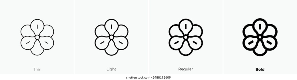 Icono de lirio. Diseño de estilo fino, ligero, regular y audaz aislado sobre fondo blanco
