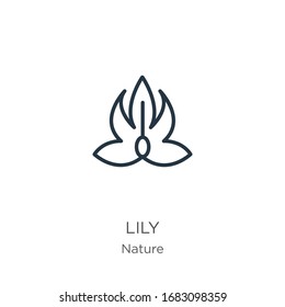 Lily icon. Thin linear lily outline icon isolated on white background from nature collection. Line vector sign, symbol for web and mobile