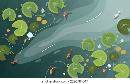 lily lake illustration vector for nature lake illustration vector background