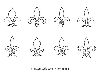 Lily outline illustration vector set. Floral design element in linear style