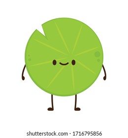Lily pad character. Lotus leaf vector. free space for text.