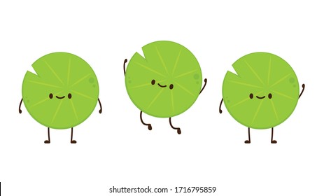 Lily pad character. Lotus leaf vector. free space for text.