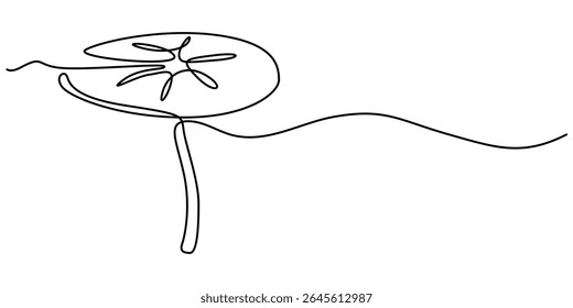  lily pad icon continuous one line drawing, Outline drawings of water lily plants in pond, leaf pads. Set of lotus leaves in sketch style. Botanical vector illustration isolated on white background.